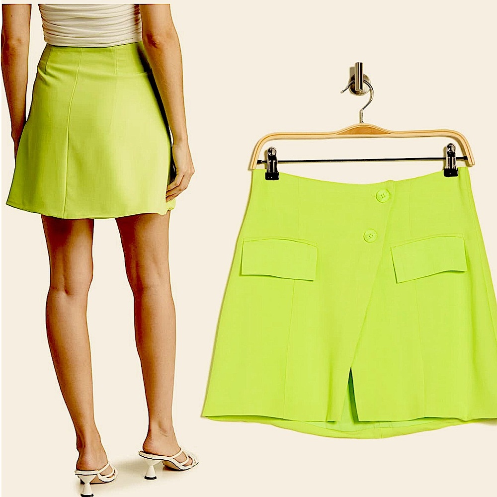 NWOT We Wear What neon mini green blazer skirt size medium